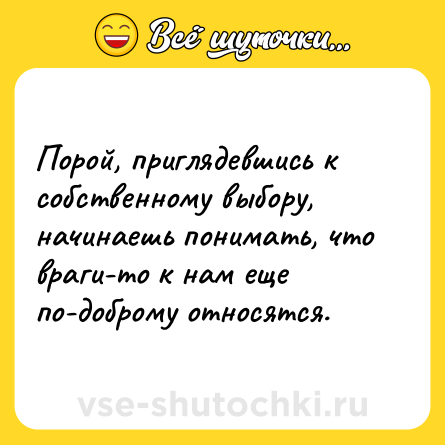 Шутка: Порой, приглядевшись к собственному выбору, начинаешь понимать, что враги-то к нам еще по-доброму относятся.
