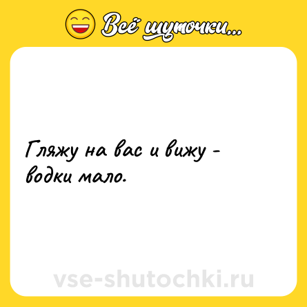 Шутка: Гляжу на вас и вижу - водки мало.