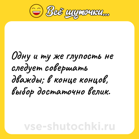 Шутка: Одну и ту же глупость не следует совершать дважды; в конце концов, выбор достаточно велик.