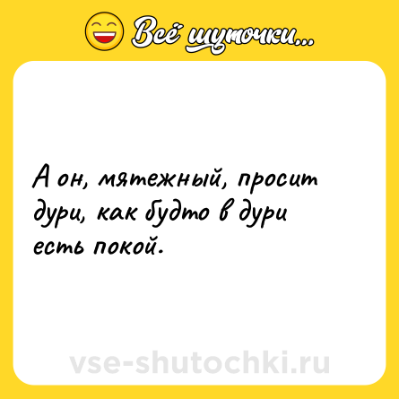 Шутка: А он, мятежный, просит дури, как будто в дури есть покой.