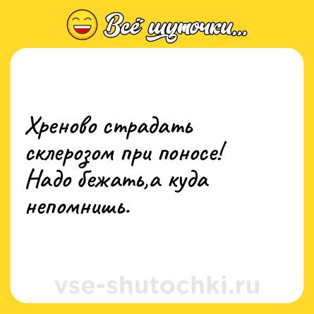 Шутка: Хреново страдать склерозом при поносе! <br>Надо бежать,а куда непомнишь.