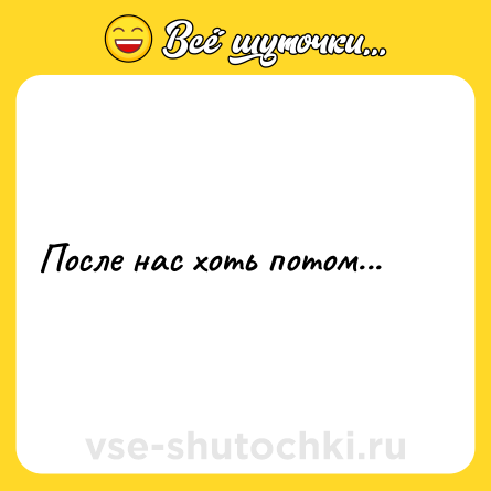 Шутка: После нас хоть потом...