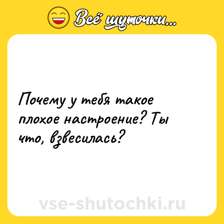 Шутка: Почему у тебя такое плохое настроение? Ты что, взвесилась?