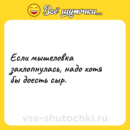 Шутка: Если мышеловка захлопнулась, надо хотя бы доесть сыр.