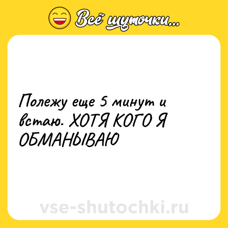 Шутка: Полежу еще 5 минут и встаю. ХОТЯ КОГО Я ОБМАНЫВАЮ