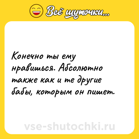 Шутка: Конечно ты ему нравишься. Абсолютно также как и те другие бабы, которым он пишет.