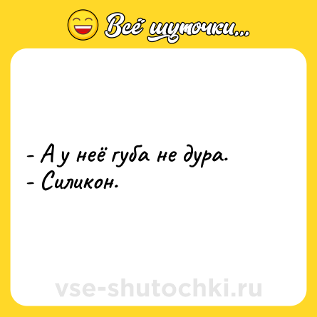 Шутка: - А у неё губа не дура.<br>- Силикон.