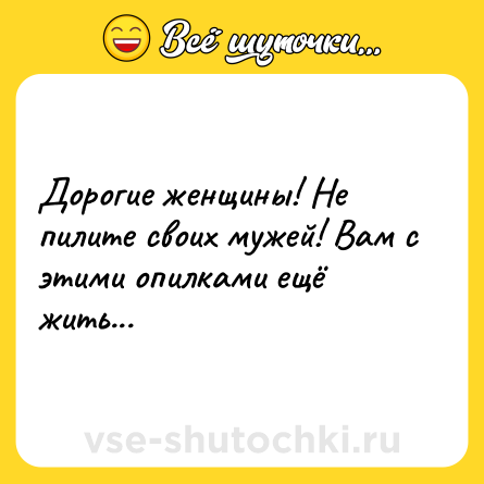 Шутка: Дорогие женщины! Не пилите своих мужей! Вам с этими опилками ещё жить...