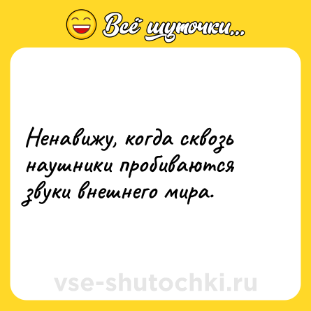 Шутка: Ненавижу, когда сквозь наушники пробиваются звуки внешнего мира.
