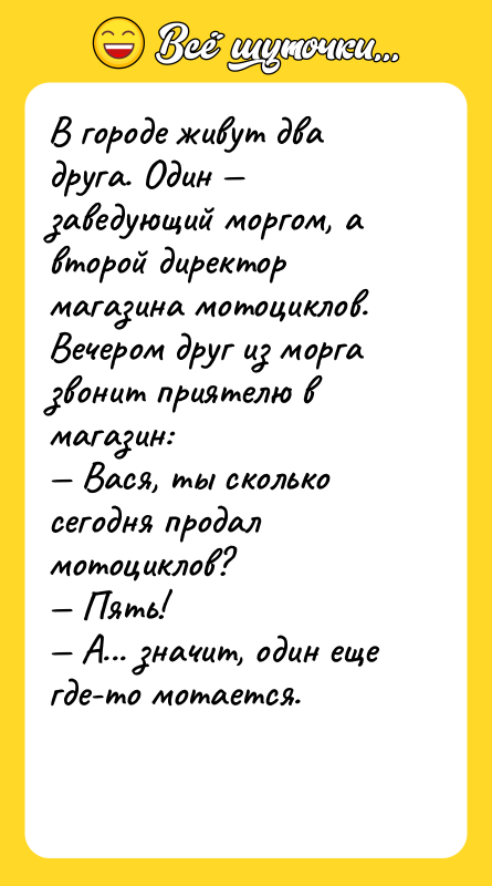 В городе живут два друга. Один — заведующий моргом, а