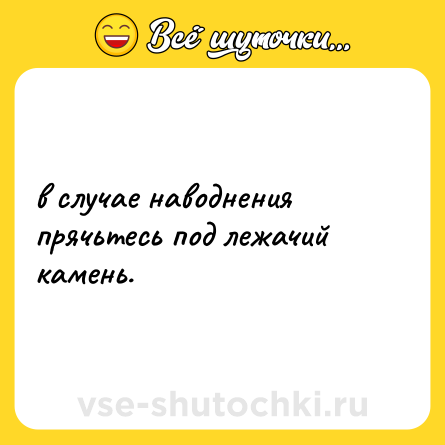 Шутка: в случае наводнения прячьтесь под лежачий камень.