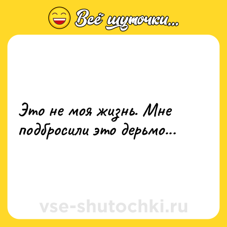 Шутка: Это не моя жизнь. Мне подбросили это дерьмо...