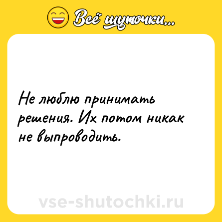 Шутка: Не люблю принимать решения. Их потом никак не выпроводить.