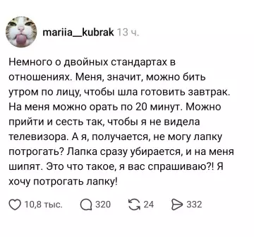 Двойные стандарты в отношениях 😼 - Немного о двойных стандартах в отношениях. Меня, значит, можно бить