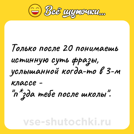 Шутка: Только после 20 понимаешь истинную суть фразы, услышанной когда-то в 3-м классе -  <br>