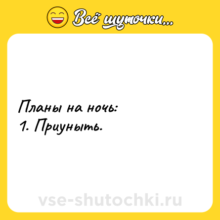 Шутка: Планы на ночь:<br>1. Приуныть.