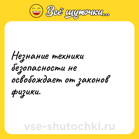 Шутка: Незнание техники безопасности не освобождает от законов физики.
