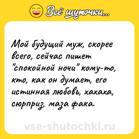 Шутка: Мой будущий муж, скорее всего, сейчас пишет 