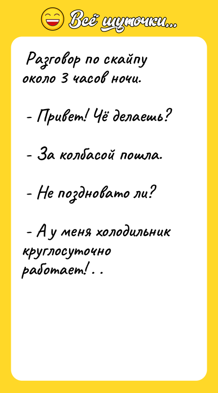  Разговор по скайпу около 3 часов ночи.  