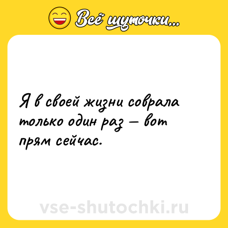 Шутка: Я в своей жизни соврала только один раз — вот прям сейчас.