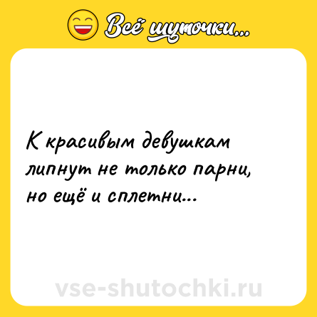 Шутка: К красивым девушкам липнут не только парни, но ещё и сплетни...