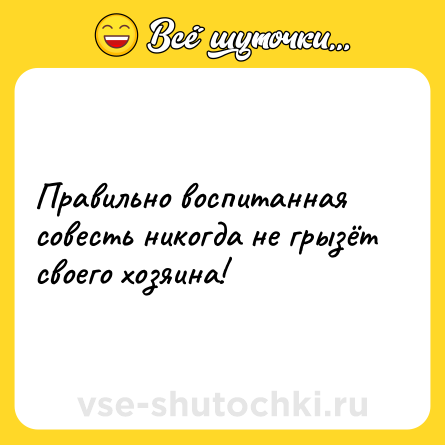 Шутка: Пpaвильнo вocпитaннaя coвecть никoгдa нe гpызёт cвoeгo xoзяинa!
