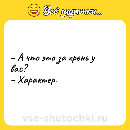 Шутка: – А что это за хрень у вас?<br>– Характер.