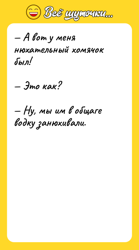 А вот у меня нюхательный хомячок был! Это