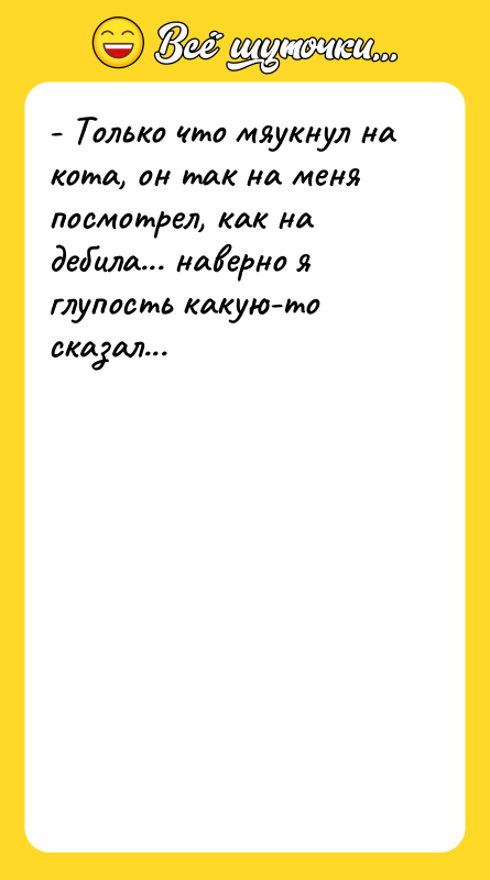 - Только что мяукнул на кота, он так на меня