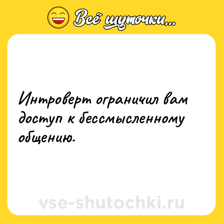 Шутка: Интроверт ограничил вам доступ к бессмысленному общению.