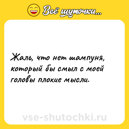 Шутка: Жаль, что нет шампуня, который бы смыл с моей головы плохие мысли.