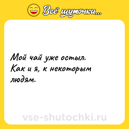 Шутка: Мой чай уже остыл.<br>Как и я, к некоторым людям.
