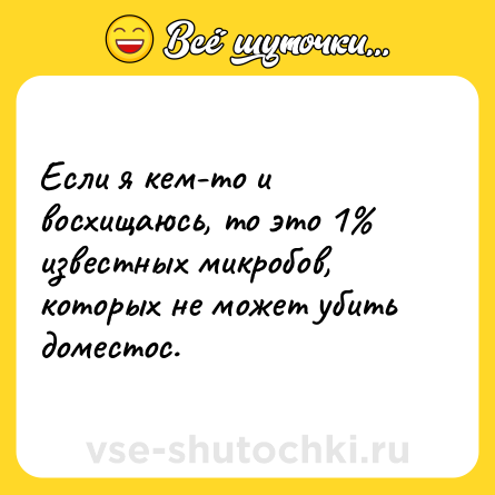 Шутка: Если я кем-то и восхищаюсь, то это 1% известных микробов, которых не может убить доместос.