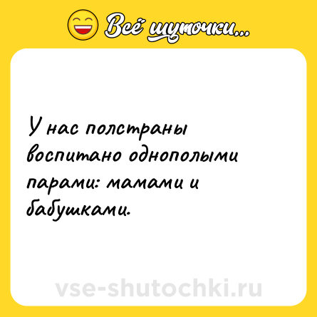 Шутка: У нас полстраны воспитано однополыми парами: мамами и бабушками.