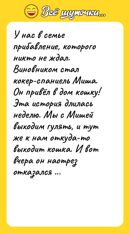 У нас в семье прибавление, которого никто не ждал. Виновником