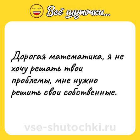 Шутка: Дорогая математика, я не хочу решать твои проблемы, мне нужно решить свои собственные.