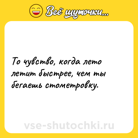 Шутка: То чувство, когда лето летит быстрее, чем ты бегаешь стометровку.