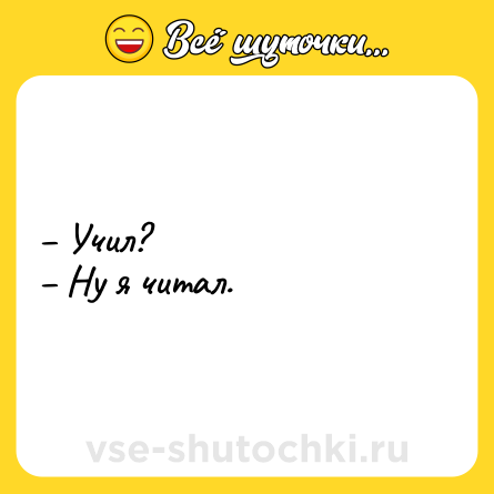Шутка: – Учил? <br>– Ну я читал.
