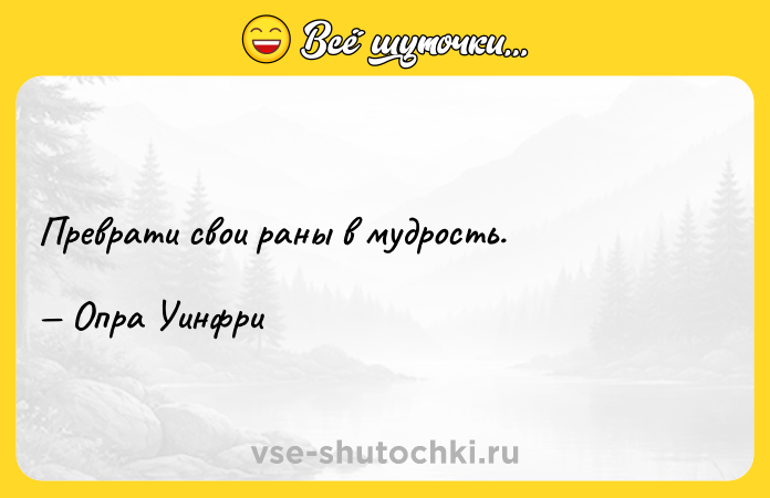 Цитата: Преврати свои раны в мудрость. Опра Уинфри