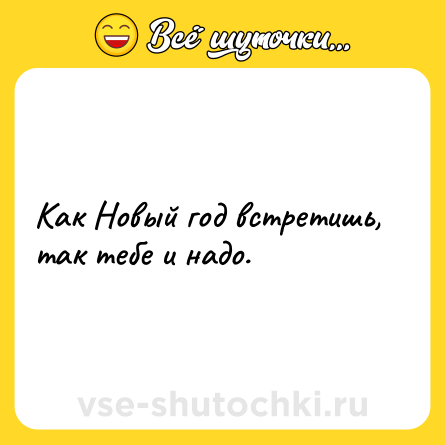 Шутка: Как Новый год встретишь, так тебе и надо.