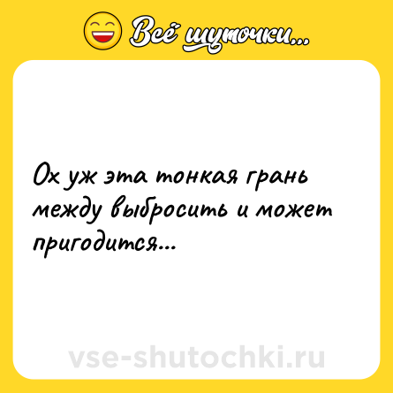 Шутка: Ох уж эта тонкая грань между выбросить и может пригодится...