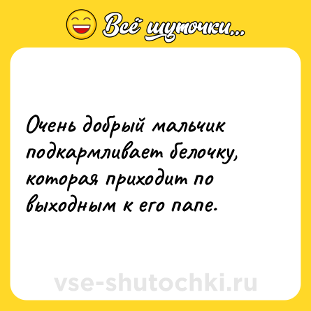 Шутка: Очень добрый мальчик подкармливает белочку, которая приходит по выходным к его папе.