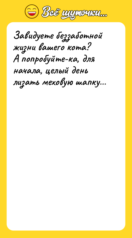 Завидуете беззаботной жизни вашего кота? А попробуйте-ка, для начала, целый