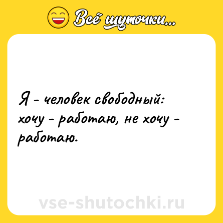Шутка: Я - человек свободный: хочу - работаю, не хочу - работаю.