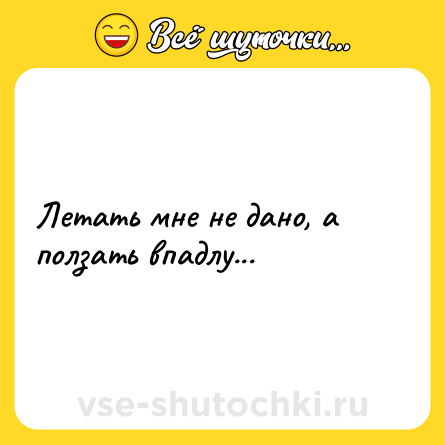 Шутка: Летать мне не дано, а ползать впадлу...