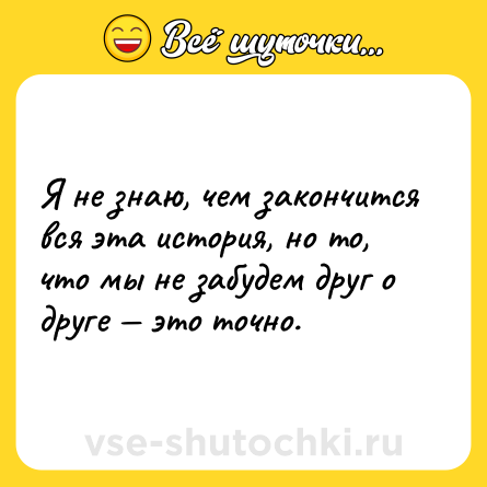Шутка: Я не знаю, чем закончится вся эта история, но то, что мы не забудем друг о друге — это точно.