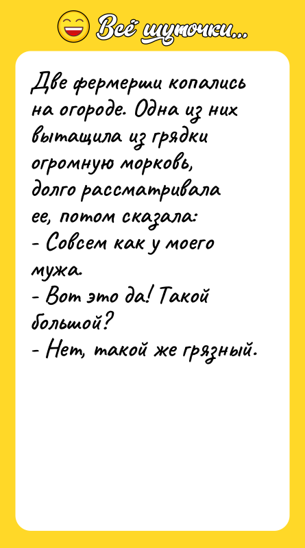 Две фермерши копались на огороде. Одна из них вытащила из