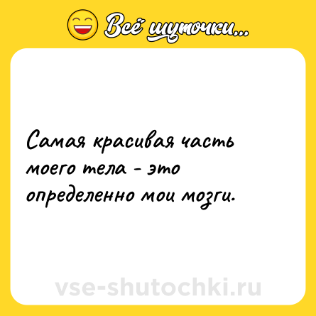 Шутка: Самая красивая часть моего тела - это определенно мои мозги.