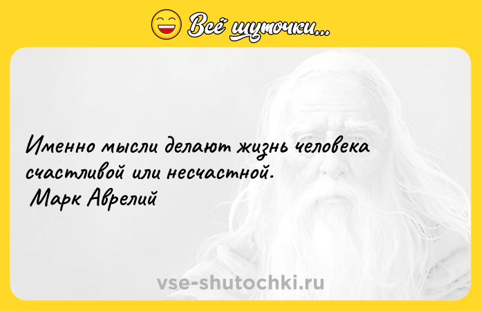 Цитата: Именно мысли делают жизнь человека счастливой или несчастной. Марк Аврелий