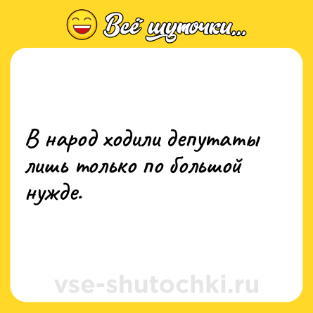 Шутка: В народ ходили депутаты лишь только по большой нужде.